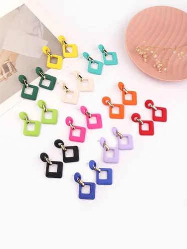 Vista 8 de Aretes de gota ovalados de acrílico para mujeres y niñas de los años 70, 80, 90, aretes ovalados de neón ovalados, ligeros, geométricos, retro, 80