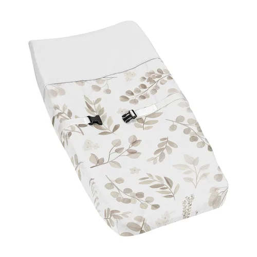 Vista 7 de Sweet Jojo Designs Funda para cambiador de bebé, diseño de hojas florales, color verde y blanco, bohemio, acuarela, bosque, tropical, jardín tropical