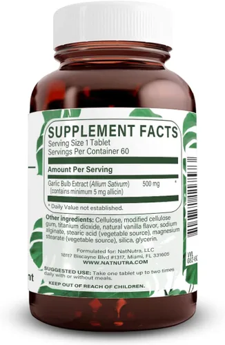 Vista 2 de Natural Nutra Suplemento de ajo con alto contenido de alicina, apoya el sistema inmunológico, mejora la salud de las enzimas, mejor digestión