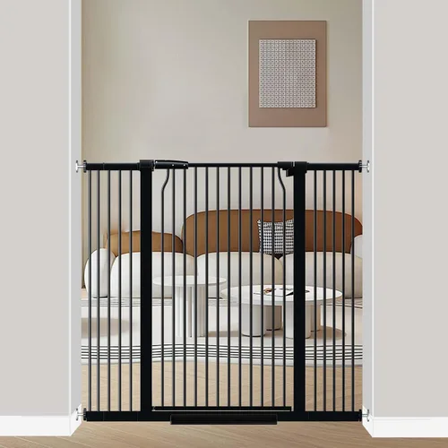 Vista 19 de 40.5" Puerta de bebé extra alta, puerta para mascotas de 29.6"-32.5" extra ancha Montada a presión, Barrera interior a prueba de cachorros, Puerta