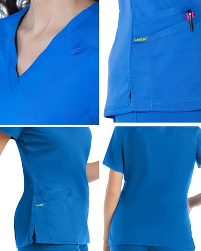 Vista 4 de Landau Proflex 4160 - Camiseta médica elástica con 3 bolsillos para mujer