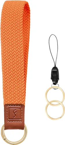 Vista 8 de Fishent Llavero elástico, bonito llavero de pulsera, cordón de muñeca tejido mejorado para llaves, llaveros para mujeres y hombres, llaves