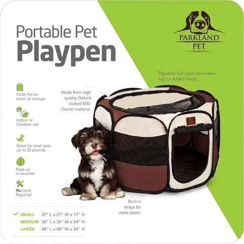 Vista 2 de Corralito plegable Parkland Pet para perros, S, Marrón