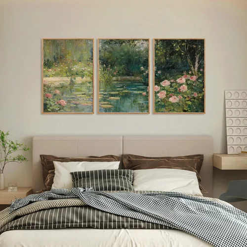 Vista 251 de FWIEXA Juego de Arte de Lienzo Bohemio Enmarcado para Pared, Cuadros Botánicos Verde Salvia Decoración de Pared, Impresiones de Arte de Plantas