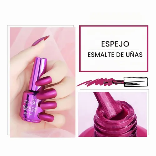 Vista 2 de KYDA Esmalte de uñas de espejo morado oscuro de 0.6 fl oz, esmalte de espejo brillante brillante para arte de uñas, arte de uñas de efecto metálico
