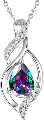Vista 35 de FANCIME Collar de piedra natal para mujer, regalo de cumpleaños para ella 10 - Ópalo