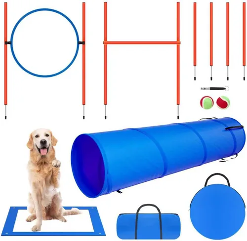 Vista 9 de Juego de equipo de entrenamiento de agilidad para perros, kit de entrenamiento de agilidad para carreras de obstáculos para cachorros, incluye 2