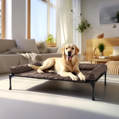 Vista 8 de Veehoo Cama Elevada Refrescante para Perro Añade Cojín Bolster Extraíble Impermeable Alfombrilla, Cuna Elevada para Mascotas con Malla Teslin