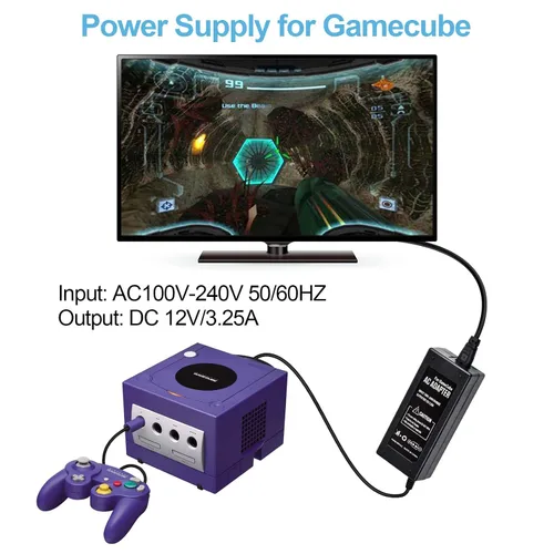 Vista 2 de NOVEMS Gamecube AC Power Supply Adapter, Gamecube Power Cord, Compatible with Nintendo Gamecube NGC System (without av cable)