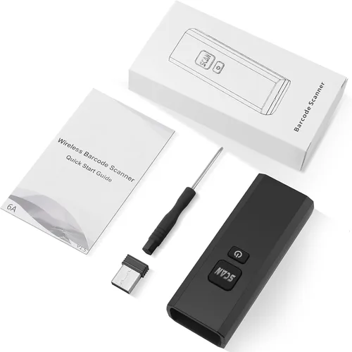 Vista 7 de Escáner de código de barras inalámbrico, mini router automático de código de barras CCD 1D, escáner de código de barras recargable con receptor 2.4G