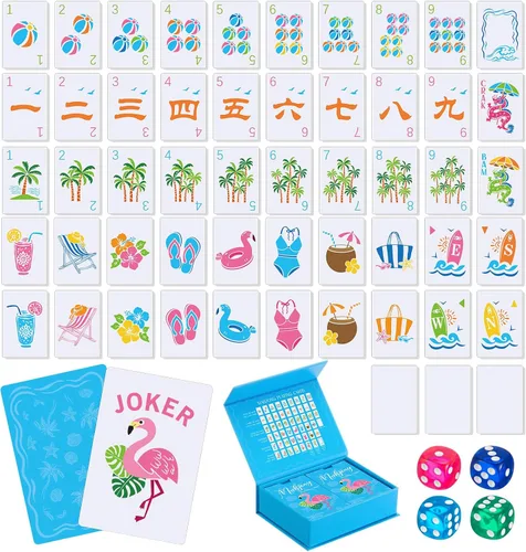 Vista 9 de Soulchen Juego de tarjetas de Mahjong americano de PVC de 168 piezas Boho