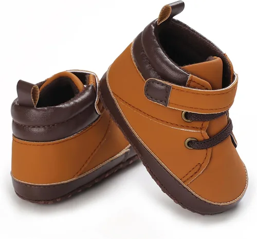 Vista 6 de SOFMUO Zapatos deportivos para bebés, niños y niñas, de piel sintética, antideslizantes, suela de goma suave, botines de vestir para niños pequeños