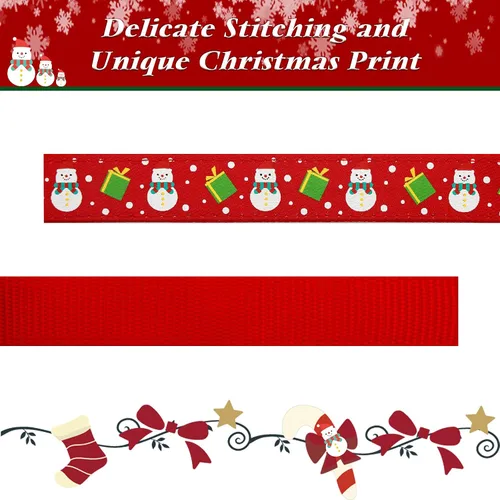Vista 3 de azuza Collar de Navidad para mascotas, collar de Navidad ajustable para perro con cuernos de Navidad, accesorios de corbatín de muñeco de nieve