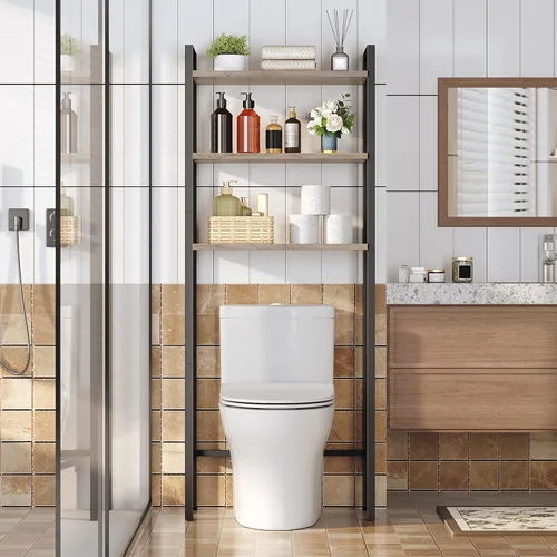 Vista 2 de HOOBRO - Estante de almacenamiento sobre el inodoro, organizador de baño de 3 niveles sobre el inodoro, estantes de almacenamiento de baño