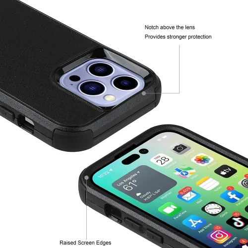 Vista 4 de X-belmox - Funda protectora para iPhone 14 Pro Max de 3 capas, color negro