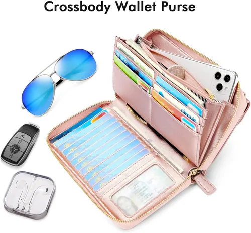 Vista 6 de nuoku Carteras para mujeres con ranuras para tarjetas de crédito con bloqueo RFID de gran capacidad