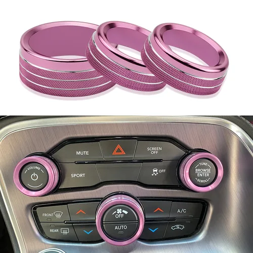 Vista 9 de Para Dodge Challenger Charger (2015-2021), cubierta de perilla de control de clima de CA, interruptor de sintonización de volumen automático, ajuste