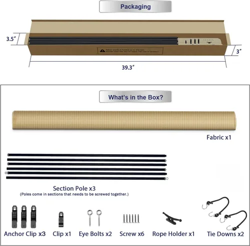 Vista 4 de Windscreen4less - Persianas enrollables para exteriores, Beige Hueco