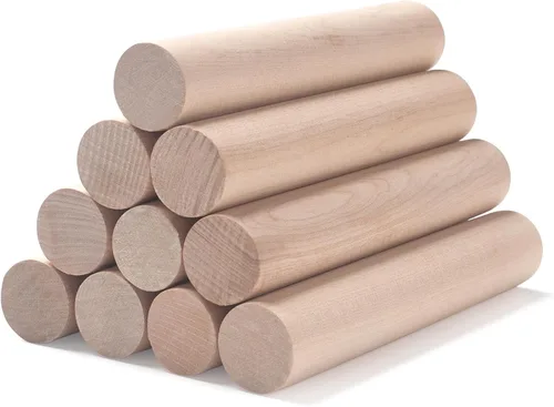 Vista 13 de Varillas de Clavija de Madera Tacos de Madera, 10 Piezas 1/2 x 12 pulgadas Varillas Redondas de Madera para Manualidades, Tacos de Macramé, Palos