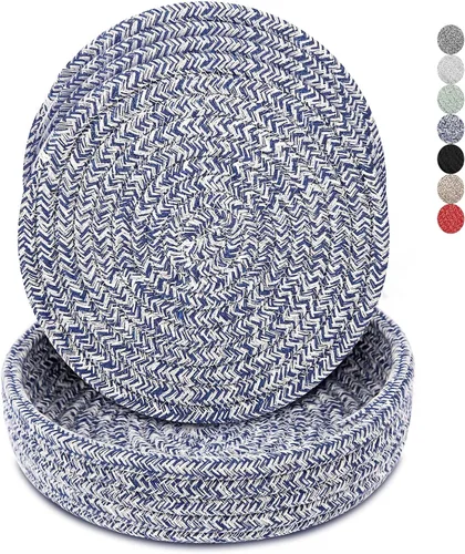 Vista 14 de Salvamanteles para platos calientes, ollas y sartenes, almohadillas calientes con cesta de almacenamiento, soportes para ollas para cocina, tapete