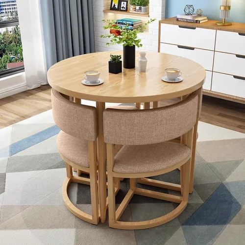 Vista 10 de YVYKFZD Round Conference Table, Small Office Reception Room Club Table, Business Conference Room Table and Chair, Simple Kitchen Dining Table Set