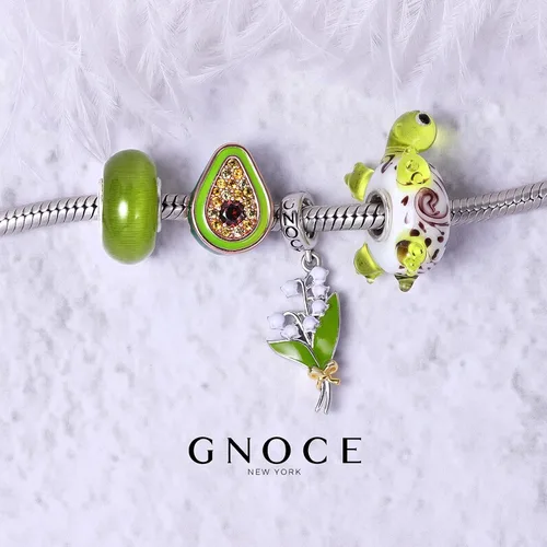 Vista 3 de GNOCE Abalorio de plata de ley 925 con forma de tortuga de cristal de Murano compatible con pulseracollar para mujeres y niñas esposa e hija Plata