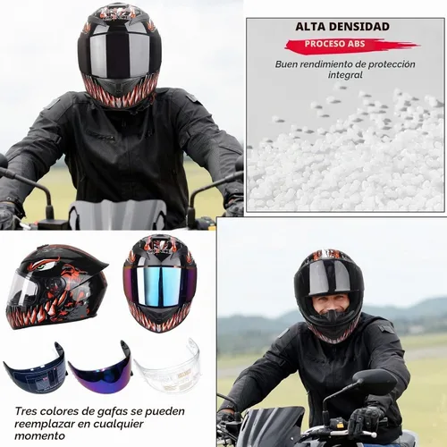 Vista 3 de HTLNUZD - Casco de motocicleta de cara completa, compatible con Pinlock, viseras transparentes y tintadas, modelo aprobado por DOT, casco de moto