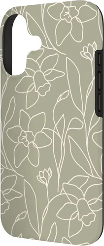 Vista 2 de Poppy Flower Line Art Modern Leaves Boho Artichoke Green Case for iPhone 17