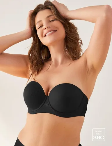 Vista 2 de Deyllo Sujetador sin tirantes para mujer, cobertura completa, brasier multidireccional, talla grande, alfombra roja