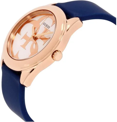 Vista 4 de Guess G Twist plata esfera silicona correa señoras reloj W0911L6, Azul, Movimiento de cuarzo