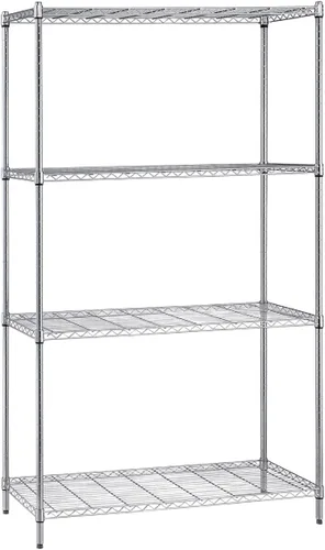Vista 5 de Quantum Storage Systems kit para principiantes para unidad de librero de 4 niveles, de 54 pulgadas de alto, en alambre, con acabado en cromado