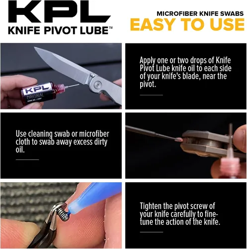 Vista 3 de Knife Pivot Lube - KPL - Hisopos de microfibra para el cuidado del cuchillo - Sondas de detalles de ultra precisión para cuchillo, suministros