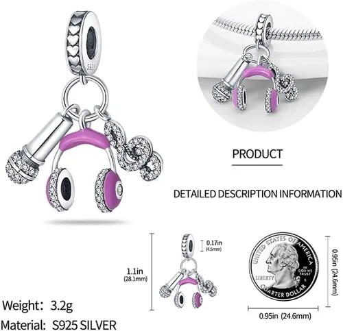 Vista 3 de Pandach 925 Sterling Silver Charms for Bracelets Necklace with 5A CZ Stones Dangle Pendant Bead Jewelry Beads Gifts for Women
