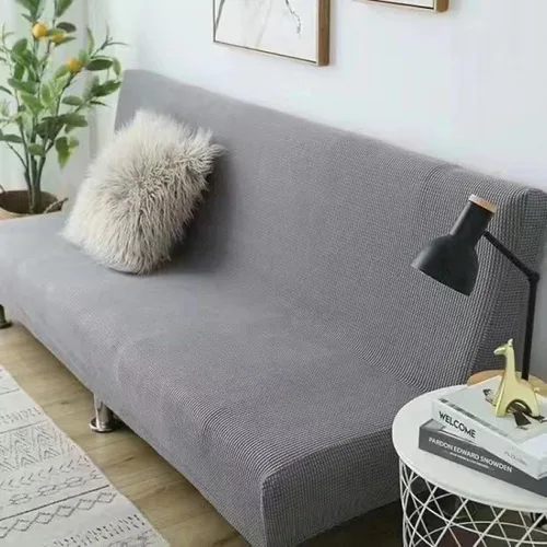 Vista 10 de SAZDFY Funda elástica para futón, tela jacquard suave, protector de muebles a cuadros pequeños, funda universal para sofá con parte inferior Beige