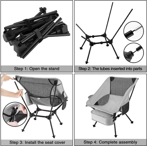 Vista 5 de Fishing Chairs, Camping Chair Outdoor Ultralight Compact Portable Folding Backpacking Chairs Cationic Fabric for Beach Outdoor Picnic Travel Fishing
