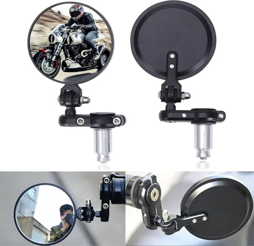 Vista 11 de Espejos retrovisores negros 7/8 22mm universales redondos CNC para motocicleta, para bicicleta de calle, bicicleta deportiva, Cafe Racer