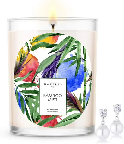 Vista 9 de Baubles Vela Premium Perfumada de Bambú y Joyería con Colgante Sorpresa en el Interior Vela Grande de 18 oz Hecha en EE.UU. Libre de Parafina