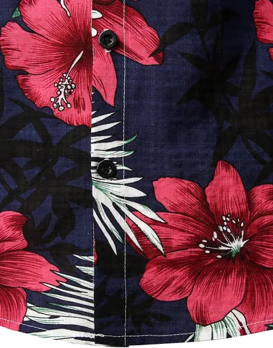 Vista 5 de JOGAL - Camisa hawaiana de manga corta con botones para hombre