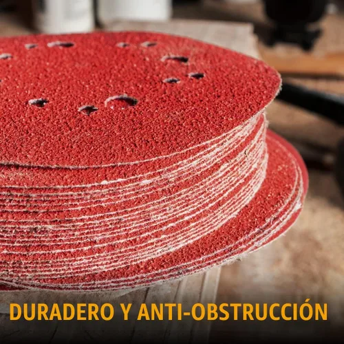 Vista 5 de POWERTEC Grano 40, paquete de 25, discos de lijado de 6 pulgadas – Gancho y bucle, almohadillas de lijadora orbital de óxido de aluminio de 6