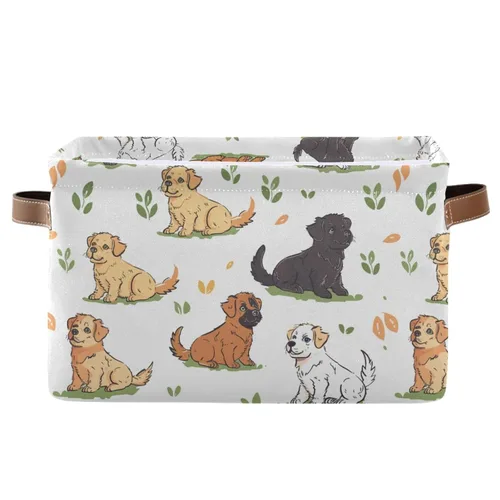 Vista 31 de Emelivor ABC - Contenedor de almacenamiento plegable con asa rectangular impermeable ABC Dinosaurios cesta para almacenamiento cubo organizador