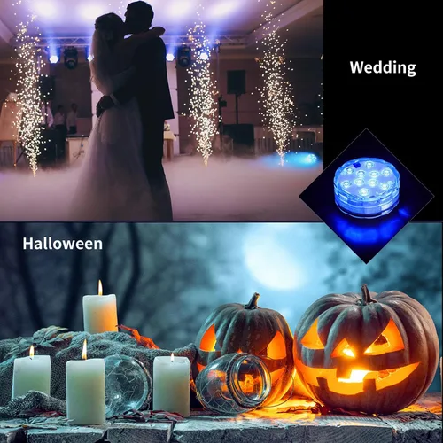 Vista 5 de Mudder Paquete de 12 luces LED sumergibles con control remoto de 2.8 pulgadas, luces LED subacuáticas impermeables para piscina, lámpara LED