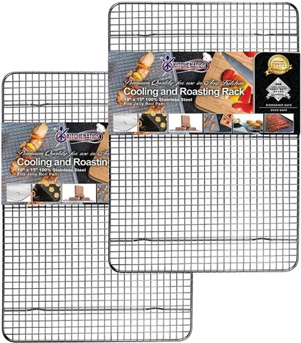 Vista 15 de KITCHENATICS Bandeja de Enfriamiento Pequeña de Cuarto de Hoja para Cocinar y Hornear, Parrilla de Acero Inoxidable Segura para Horno, Parrilla