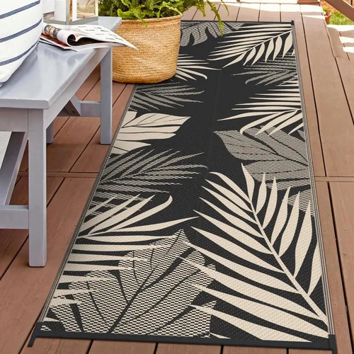 Vista 83 de GENIMO - Alfombra para exteriores de 6 x 9 pies, para patio, espacios amplios, reversible, de pajillas de plástico, alfombra impermeable para Azul