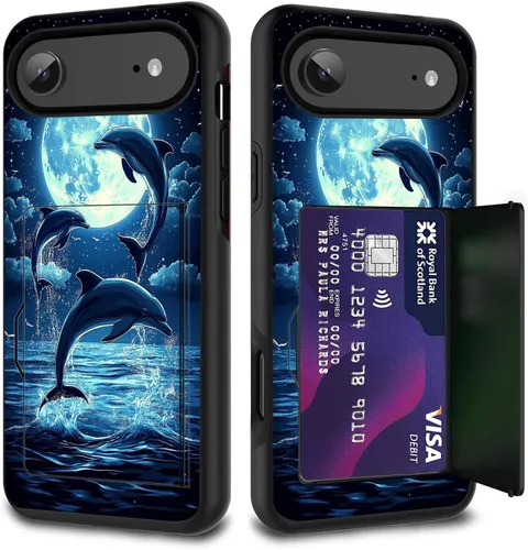 Vista 14 de Funda para tarjetas de crédito, doble capa híbrida a prueba de golpes, protección contra caídas con función atril para iPhone 17 de 6.3 pulgadas