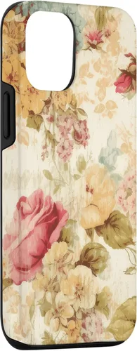 Vista 3 de Funda para iPhone 14 con patrón estético de jardín de flores mixtas color rosa beige