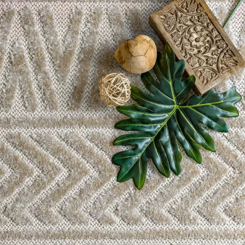 Vista 8 de nuLOOM Kamryn - Alfombra tribal texturizada para interiores y exteriores, 4 x 6 pies, beige, rectangular, 0.3 pulgadas de grosor Nuloom Kamryn