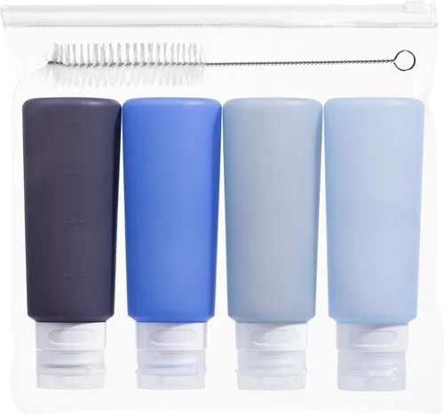 Vista 16 de MICEBAY Botellas exprimibles de condimentos para salsas, mini recipiente de silicona para aderezo de ensalada de 1 onza para llevar con bolsa