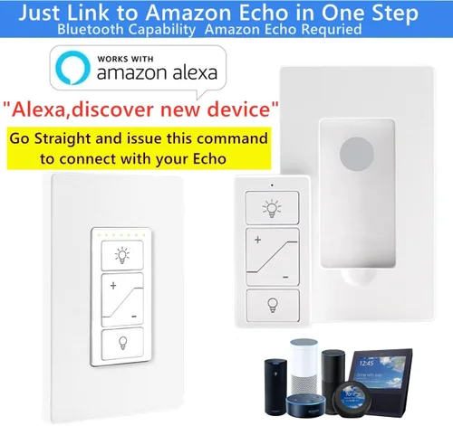 Vista 2 de Nexete Interruptor inteligente de atenuación de pared, atenuador de un solo polo con un control remoto inalámbrico, atenuador inalámbrico de 3 vías