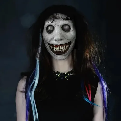 Vista 6 de Máscara de terror de Halloween, máscara de terror de demonios sonrientes, máscara de terror espeluznante con ojo blanco unisex - WhiteEyes