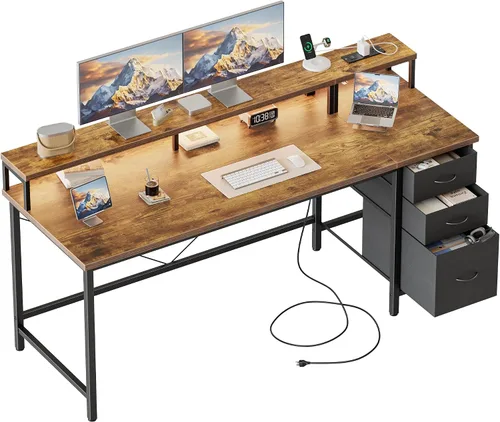Vista 113 de Mericonia Escritorio para computadora, escritorio de juegos para espacios pequeños, mesa de estilo moderno y simple para oficina en casa, mesa